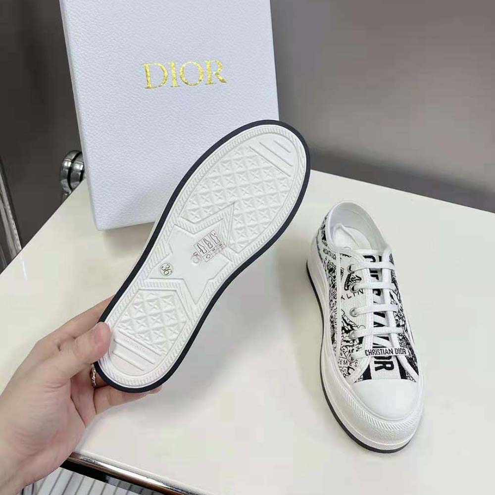 Dior Women Walk’N’Dior Platform Sneaker White and Black Cotton Embroidered with Plan De Paris Motif - image 10