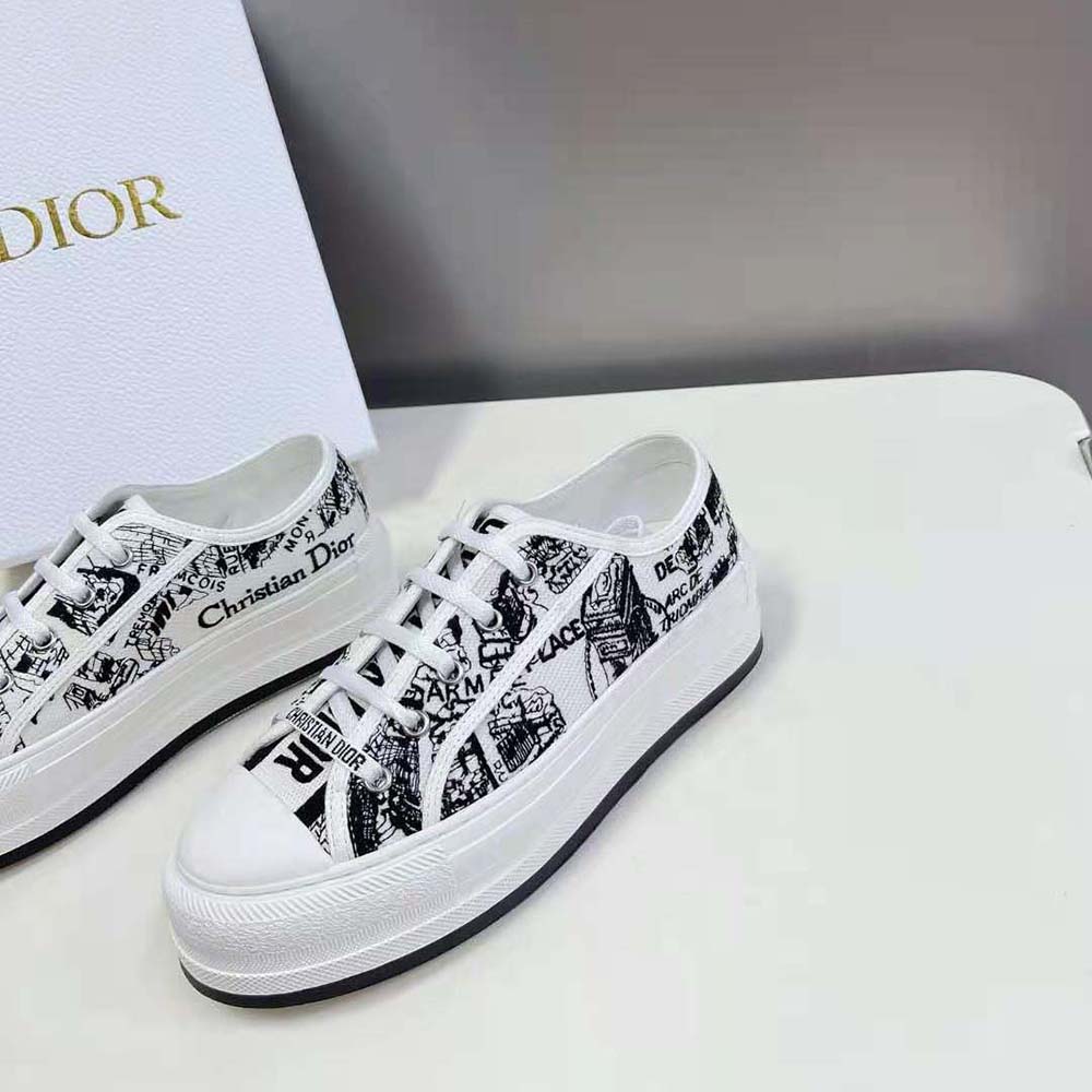 Dior Women Walk’N’Dior Platform Sneaker White and Black Cotton Embroidered with Plan De Paris Motif - image 7