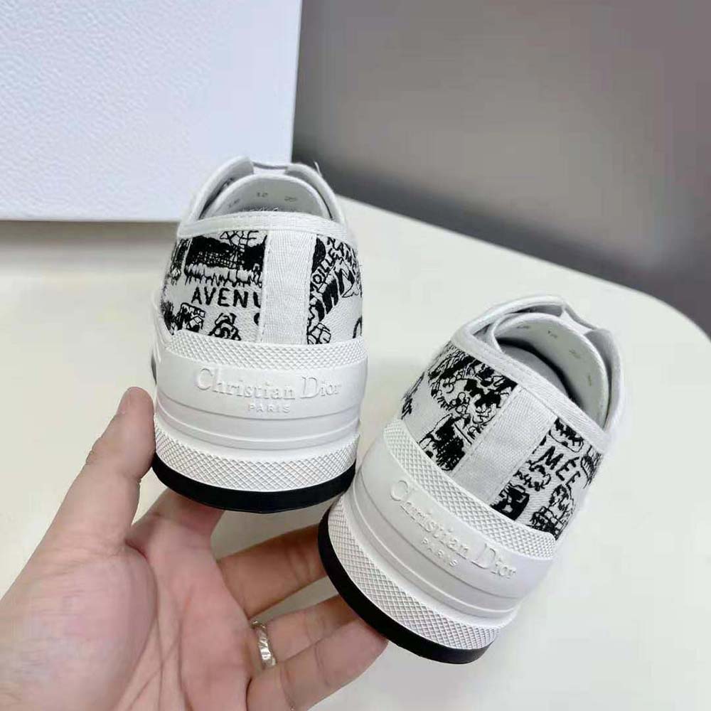 Dior Women Walk’N’Dior Platform Sneaker White and Black Cotton Embroidered with Plan De Paris Motif - image 8