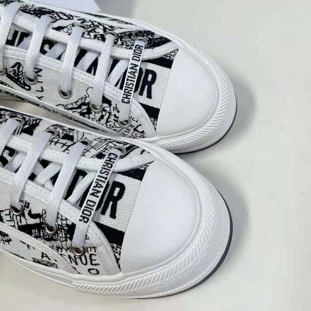 Dior Women Walk’N’Dior Platform Sneaker White and Black Cotton Embroidered with Plan De Paris Motif - image 9