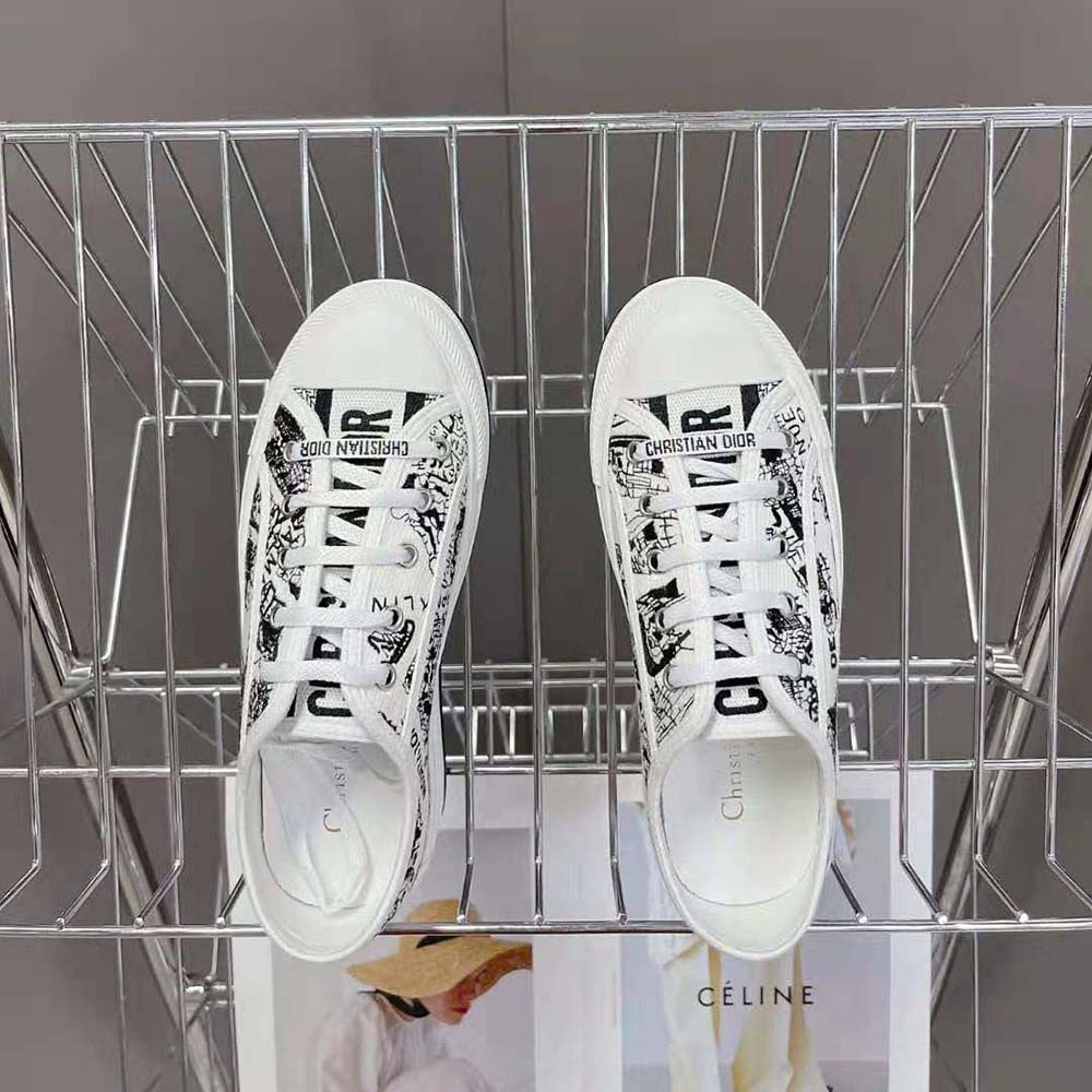 Dior Women Walk’N’Dior Platform Sneaker White and Black Cotton Embroidered with Plan De Paris Motif - image 6