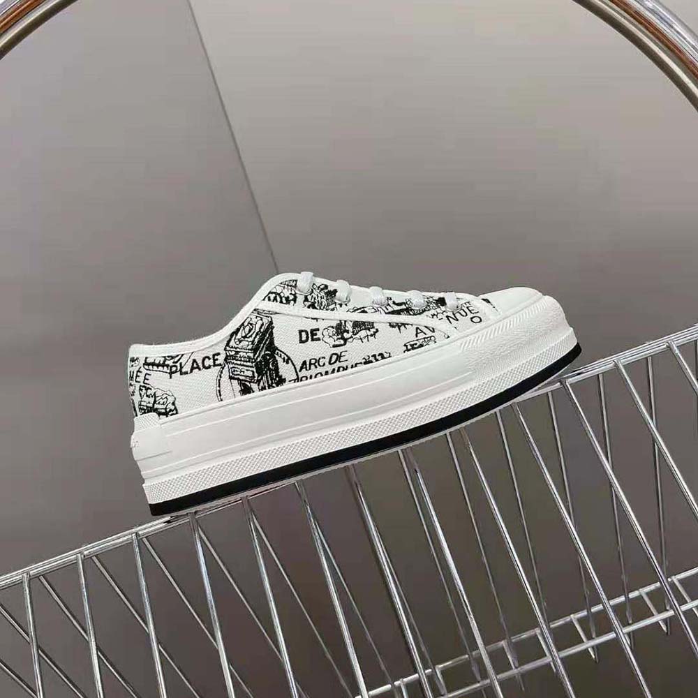 Close-up of Plan De Paris embroidery on Dior Women Walk’N’Dior sneaker