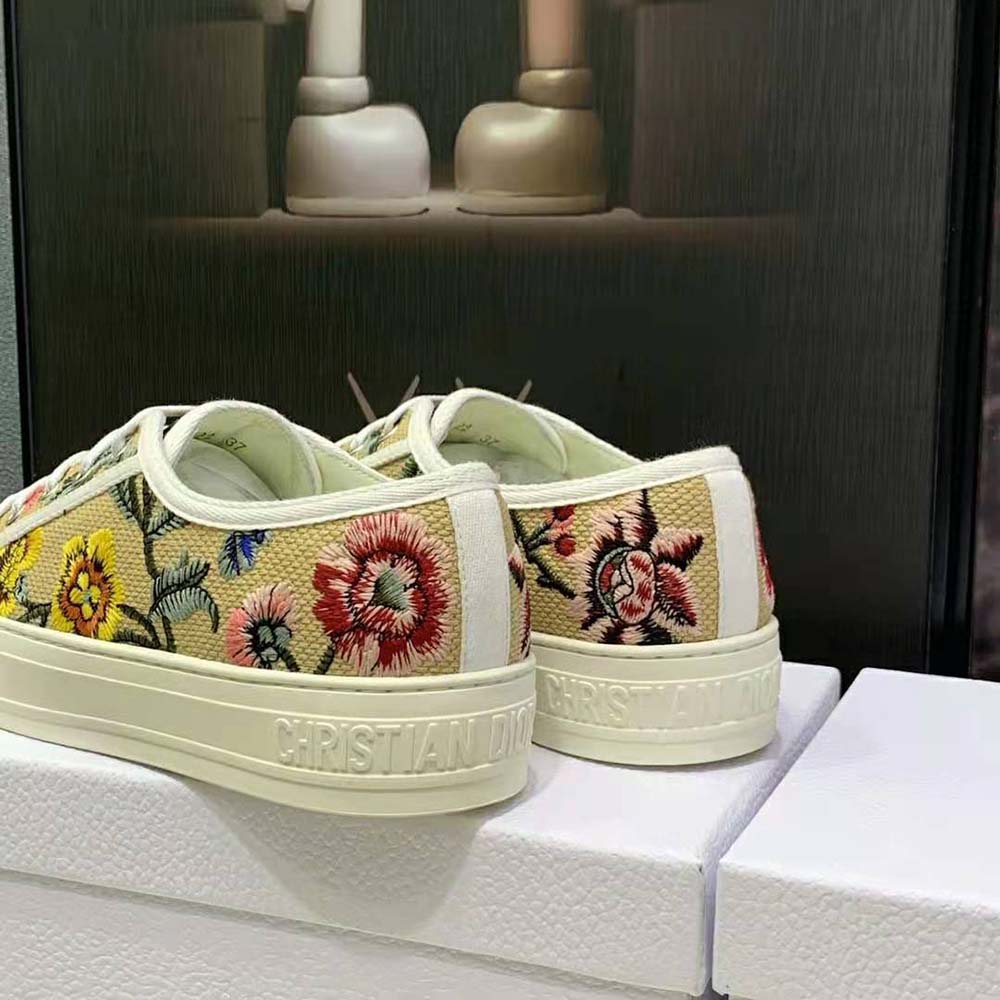 Dior Women Walk’N’Dior Sneaker Beige Multicolor Raffia Embroidered with Dior Petites Fleurs Motif - image 9