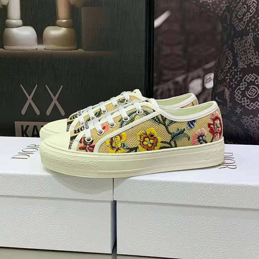 Dior Women Walk’N’Dior Sneaker Beige Multicolor Raffia Embroidered with Dior Petites Fleurs Motif - image 6