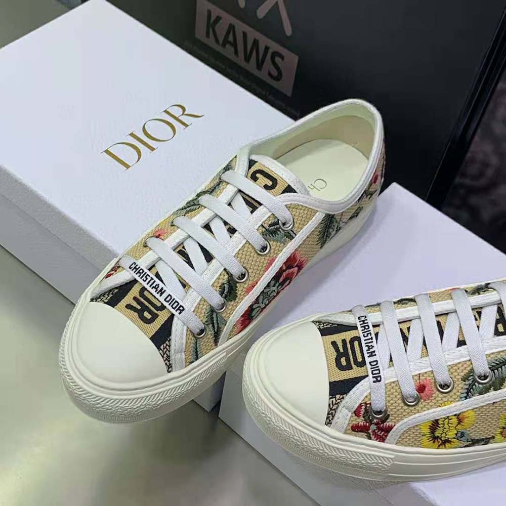 Dior Women Walk’N’Dior Sneaker Beige Multicolor Raffia Embroidered with Dior Petites Fleurs Motif - image 7