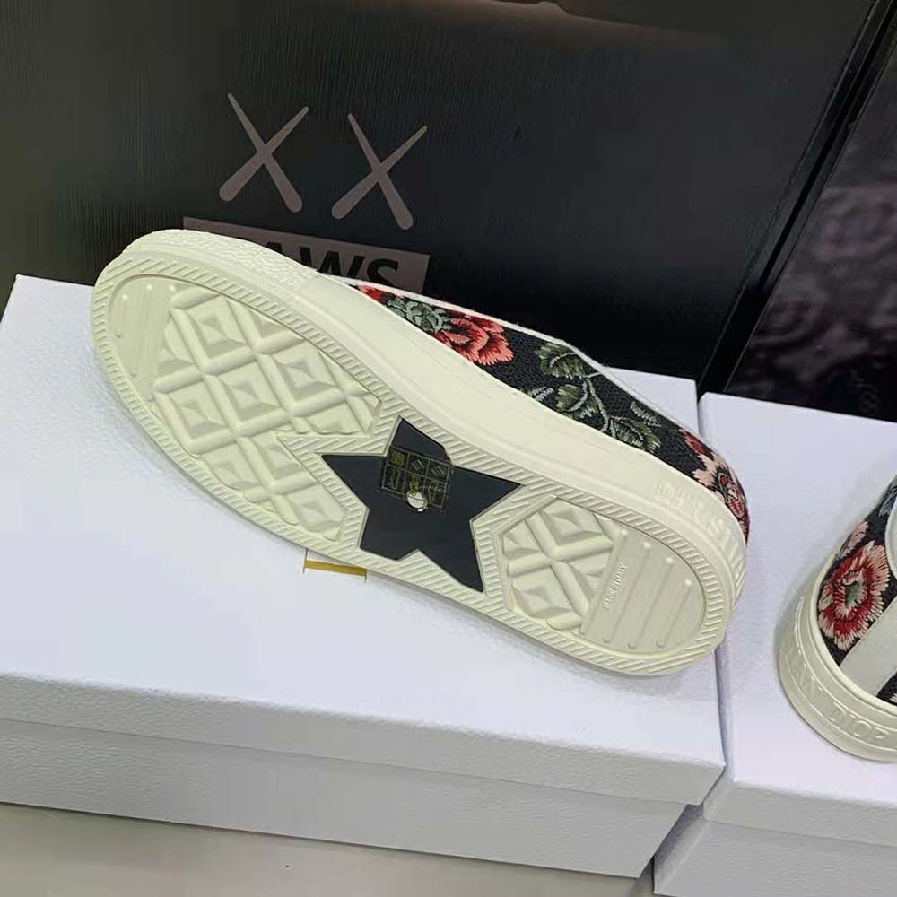 Dior Women Walk’N’Dior Sneaker Black Multicolor Cotton Embroidered with Dior Petites Fleurs Motif - image 10