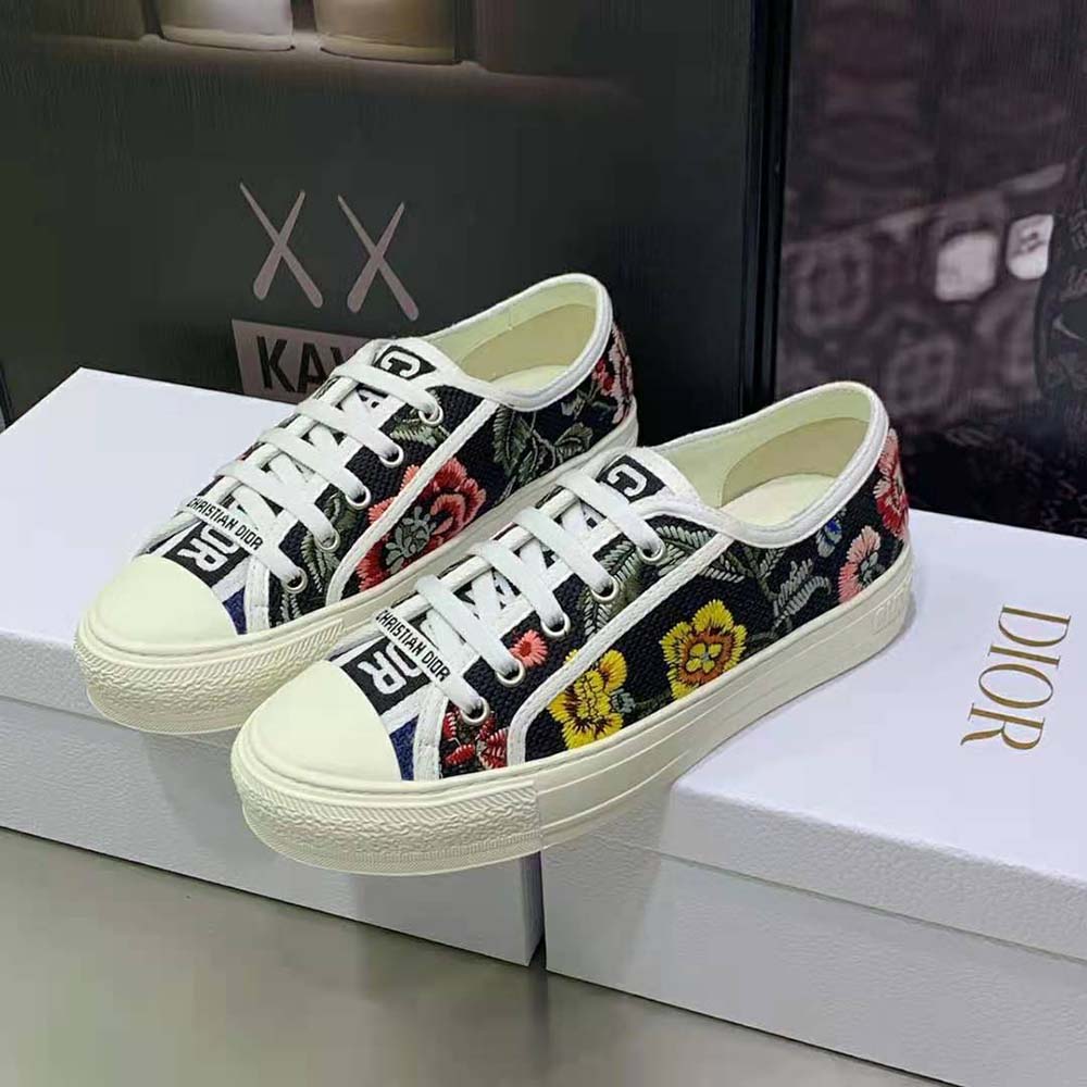 Dior Women Walk’N’Dior Sneaker Black Multicolor Cotton Embroidered with Dior Petites Fleurs Motif - image 4