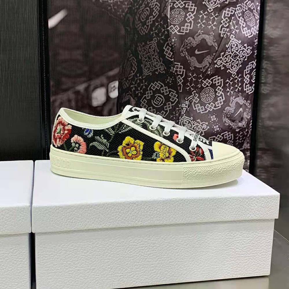 Dior Women Walk’N’Dior Sneaker Black Multicolor Cotton Embroidered with Dior Petites Fleurs Motif - image 5