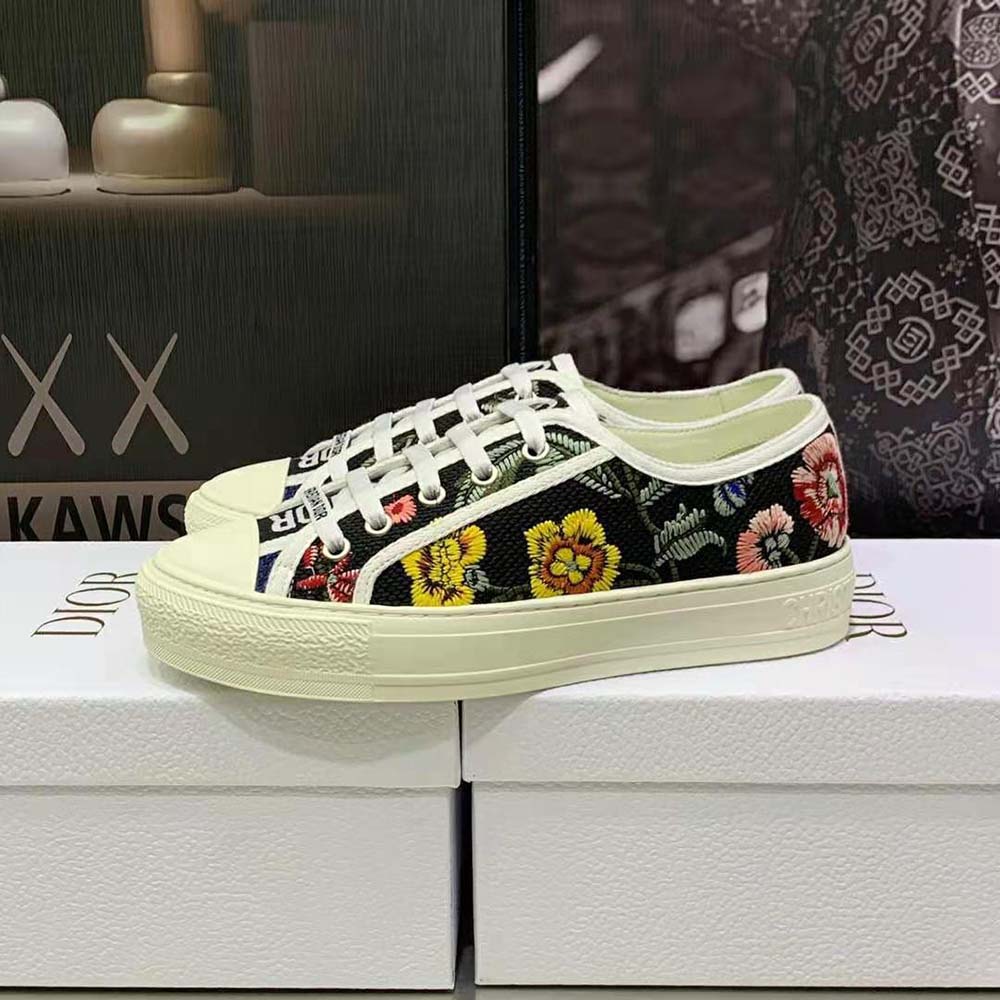 Dior Women Walk’N’Dior Sneaker Black Multicolor Cotton Embroidered with Dior Petites Fleurs Motif - image 6