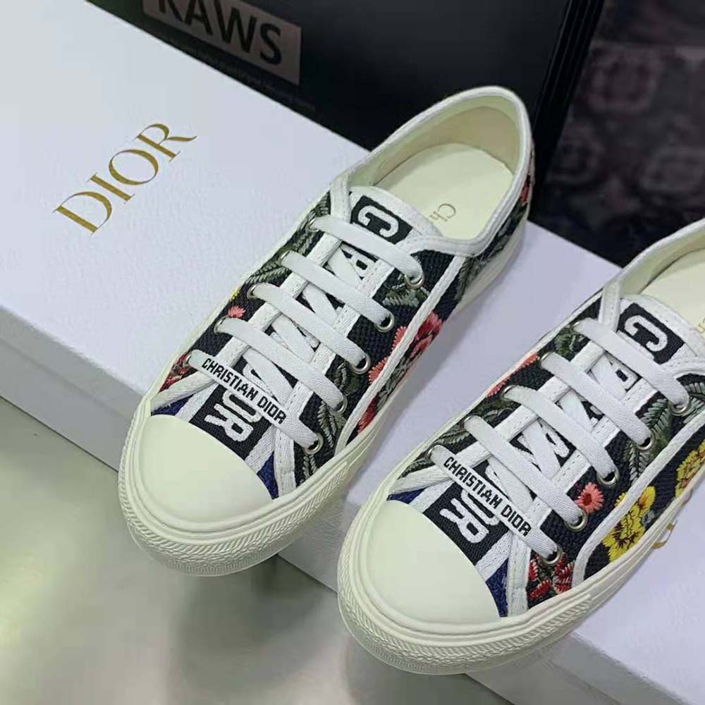 Dior Women Walk’N’Dior Sneaker Black Multicolor Cotton Embroidered with Dior Petites Fleurs Motif - image 7