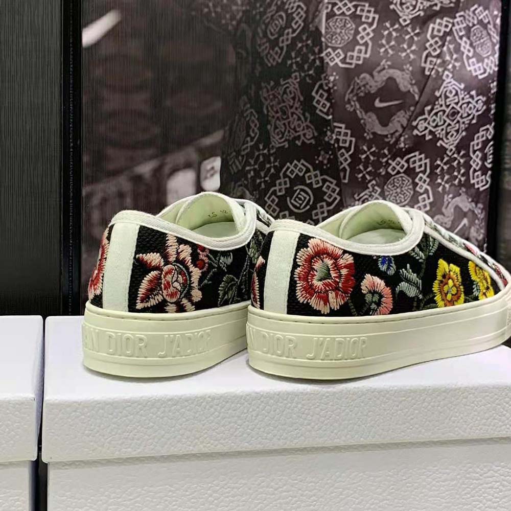 Dior Women Walk’N’Dior Sneaker Black Multicolor Cotton Embroidered with Dior Petites Fleurs Motif - image 9