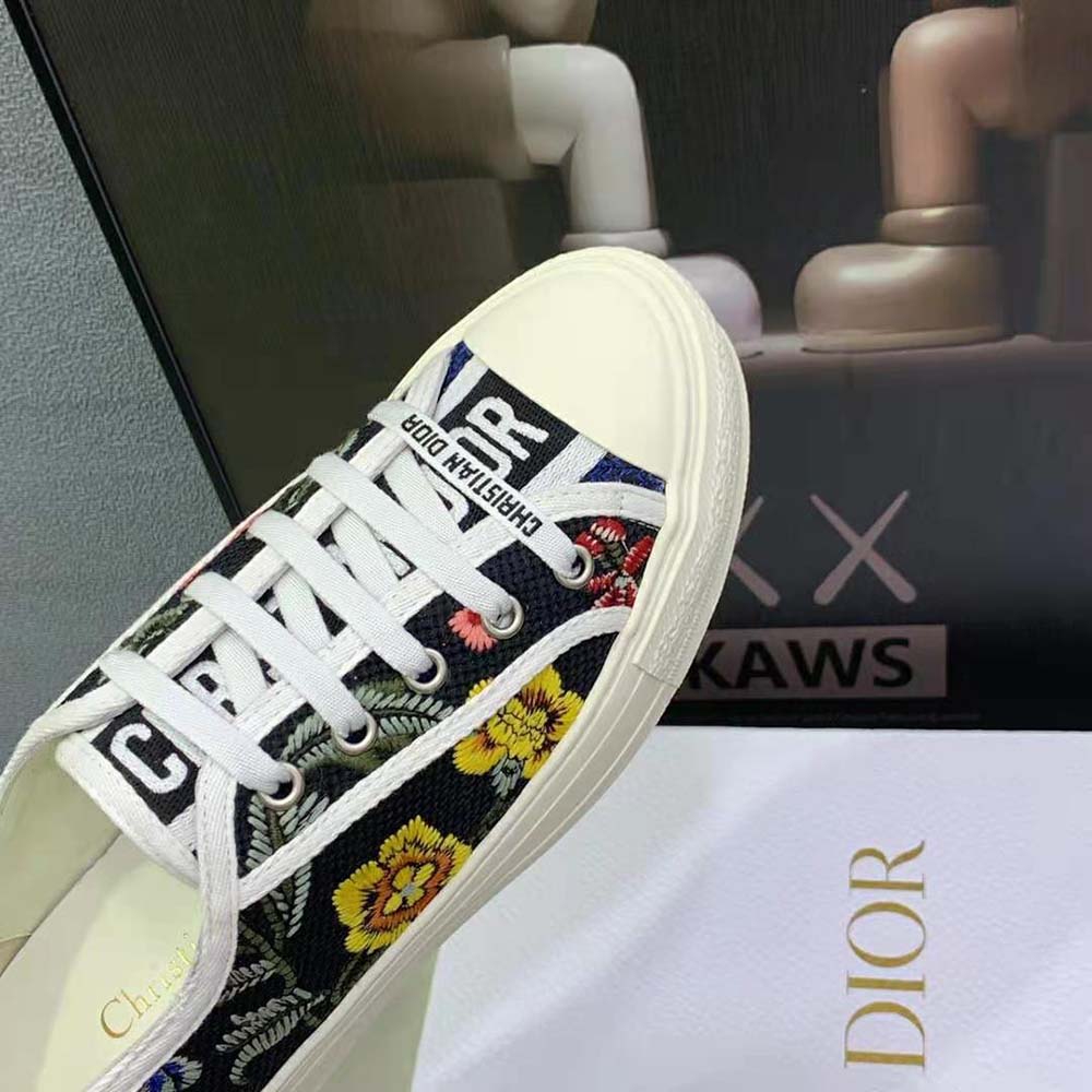 Dior Women Walk’N’Dior Sneaker Black Multicolor Cotton Embroidered with Dior Petites Fleurs Motif - image 8