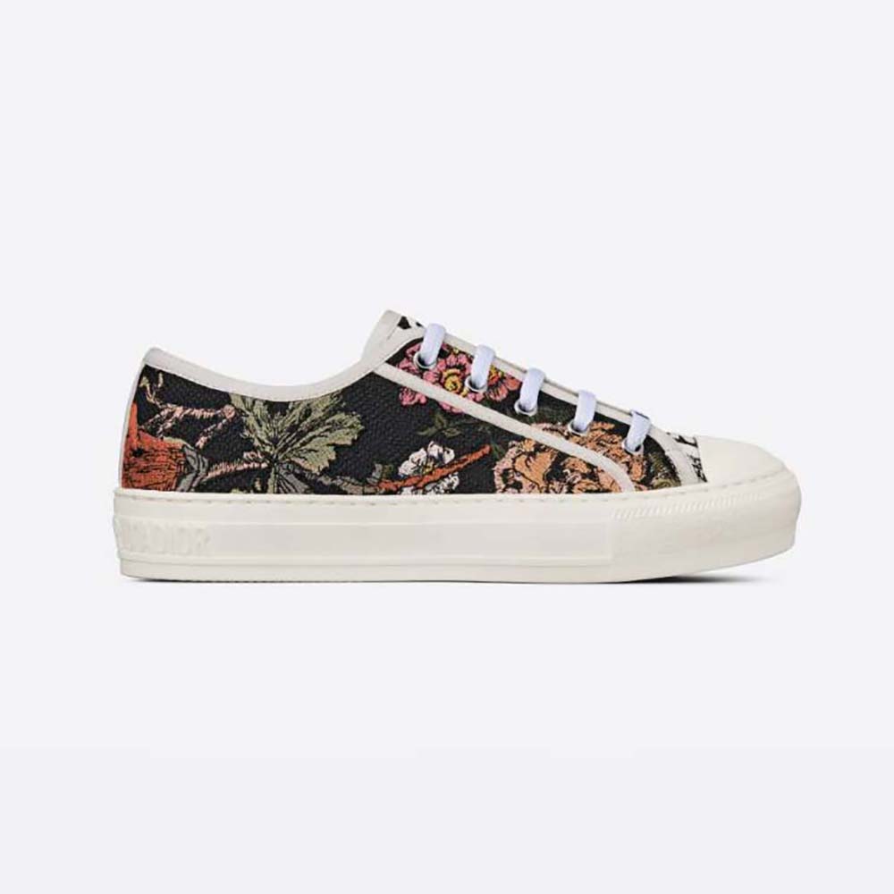 Side view of Dior Women Walk’N’Dior Sneaker Black Multicolor Cotton embroidery