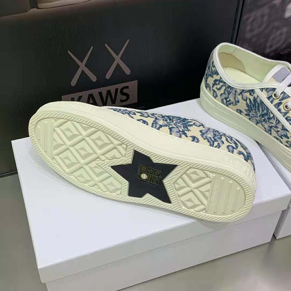 Dior Women Walk’N’Dior Sneaker Duck Blue Dior Brocart Embroidered Cotton with Gold-Tone Metallic Thread - image 10