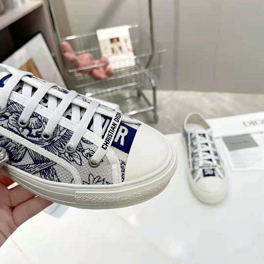 Dior Women Walk’N’Dior Sneaker White and Blue Dior Jardin D’Hiver Embroidered Cotton - image 10