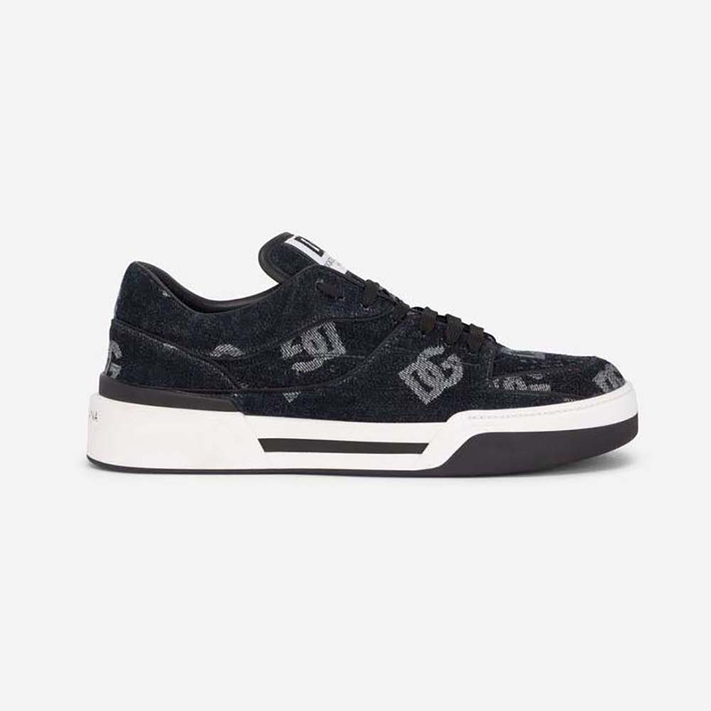 Side profile of Dolce Gabbana D&G Men New Roma Sneakers with Denim Logo
