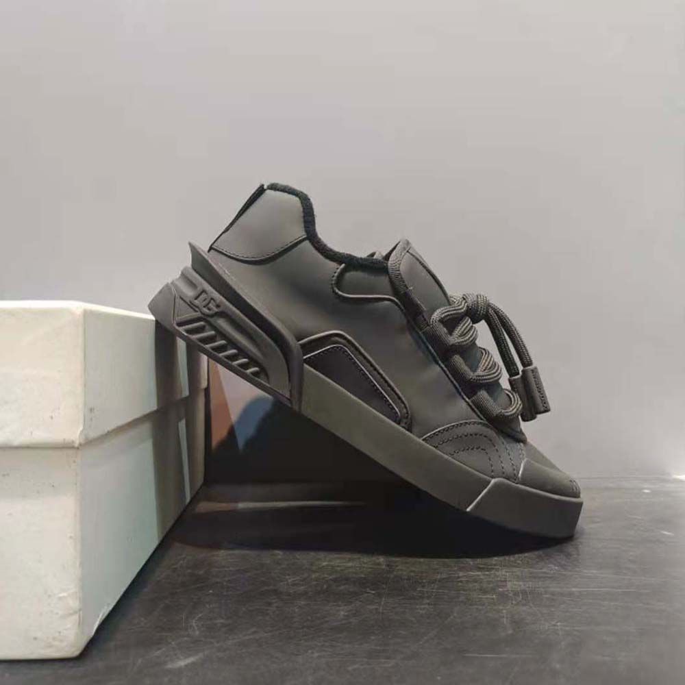 Dolce Gabbana D&G Unisex Mixed-Material Portofino Sneakers-Black - image 4
