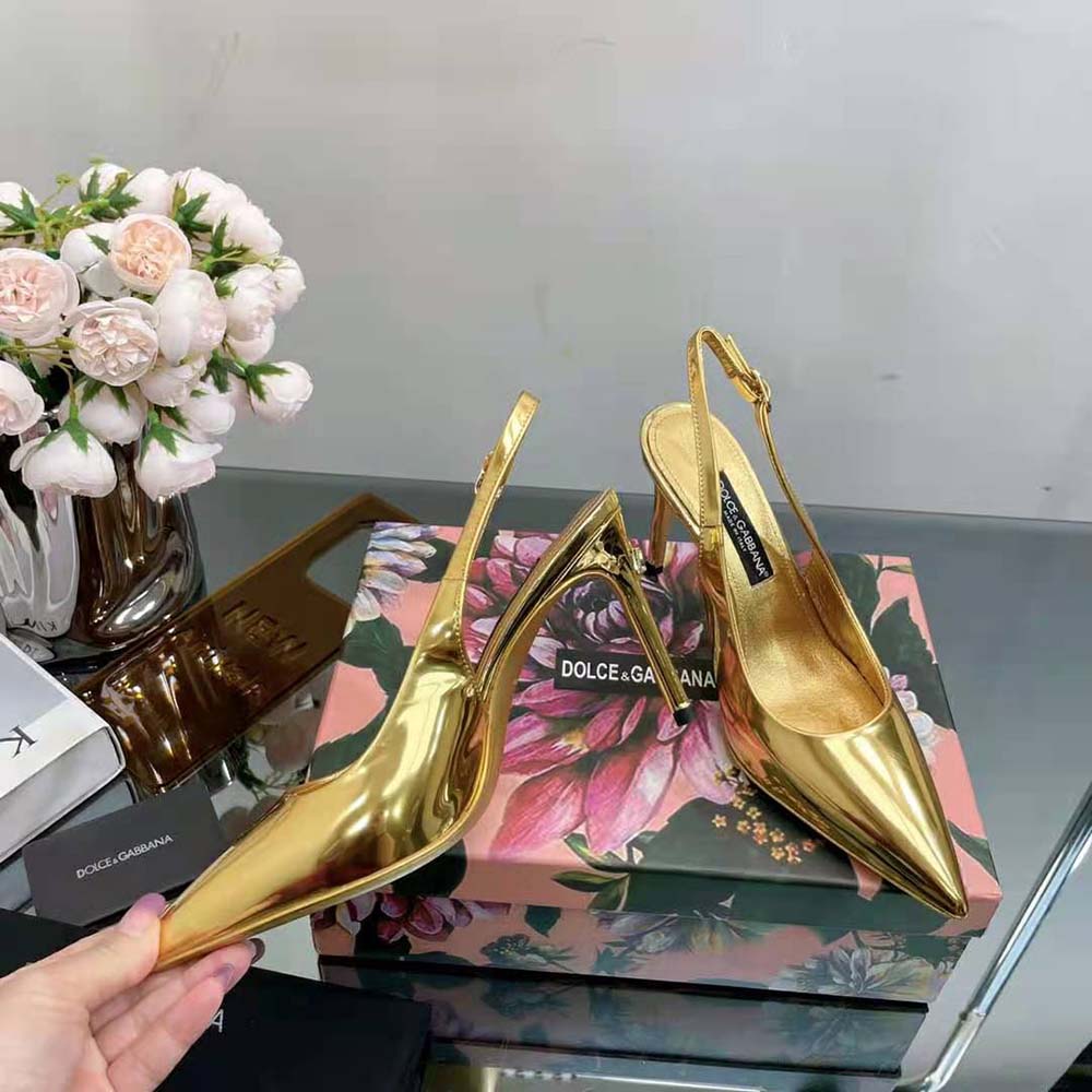 Dolce Gabbana D&G Women Mirrored-Effect Calfskin Slingbacks - image 6