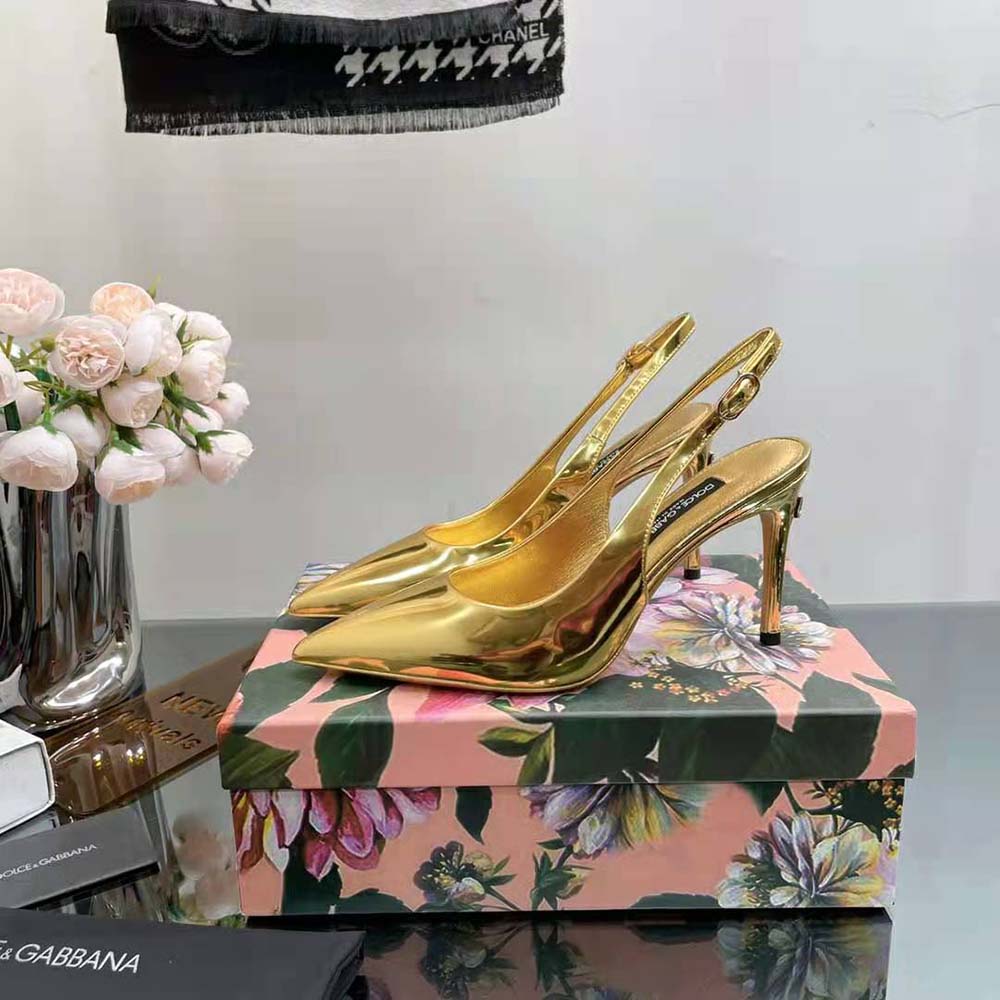 Dolce Gabbana D&G Women Mirrored-Effect Calfskin Slingbacks - image 4
