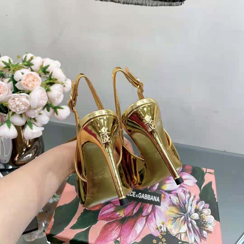 Dolce Gabbana D&G Women Mirrored-Effect Calfskin Slingbacks - image 7