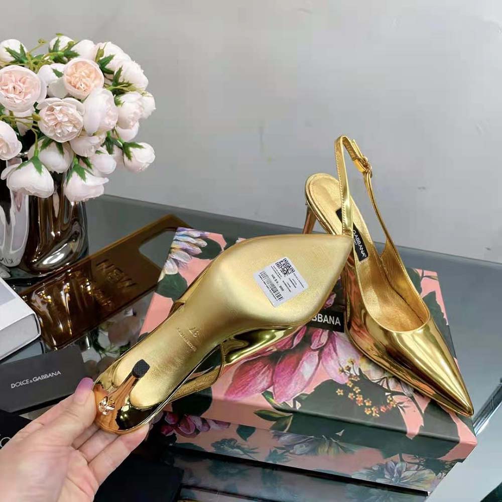 Dolce Gabbana D&G Women Mirrored-Effect Calfskin Slingbacks - image 9