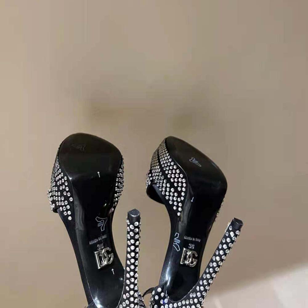 Dolce Gabbana D&G Women Satin Platform Sandals with Fusible Rhinestones - image 10