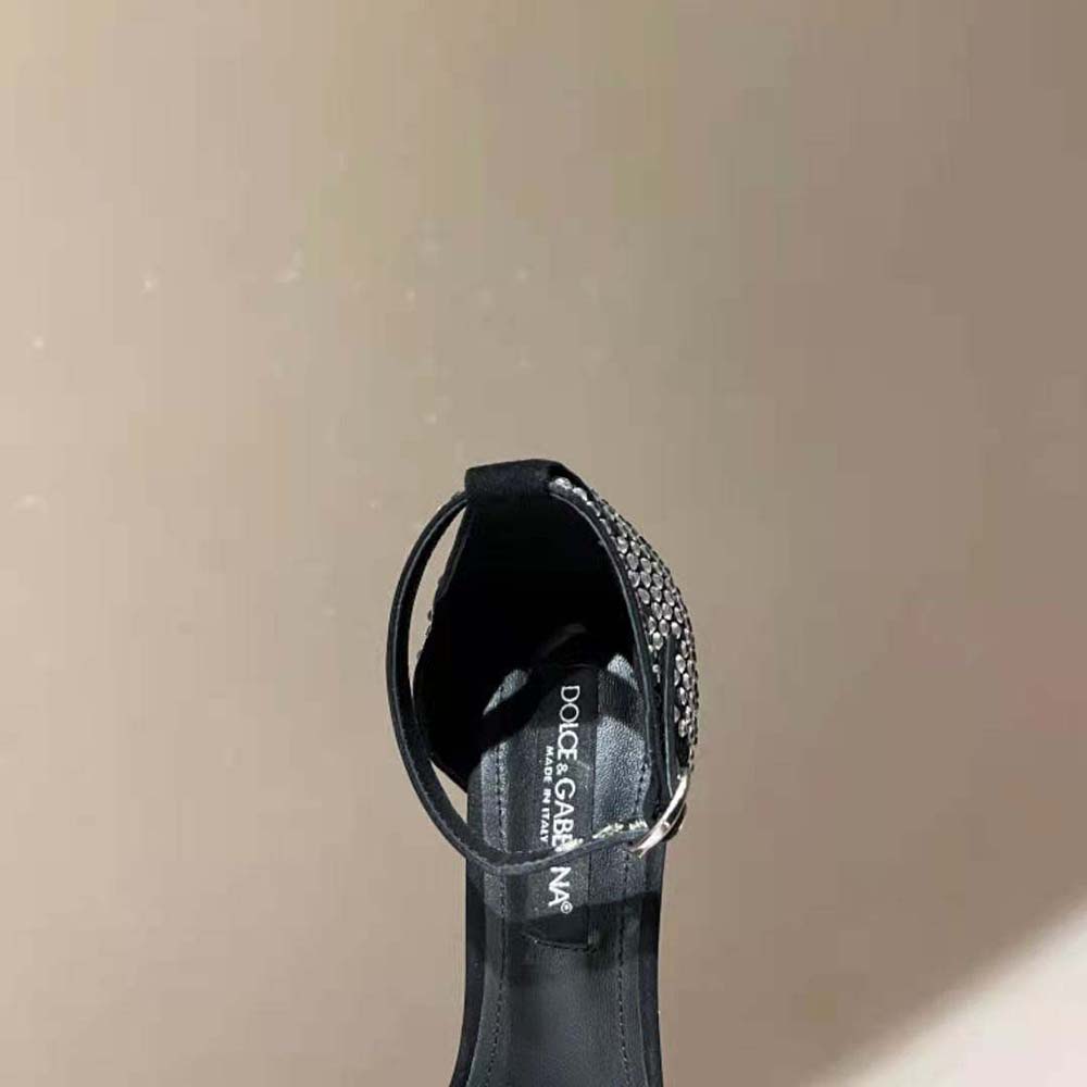 Dolce Gabbana D&G Women Satin Platform Sandals with Fusible Rhinestones - image 8