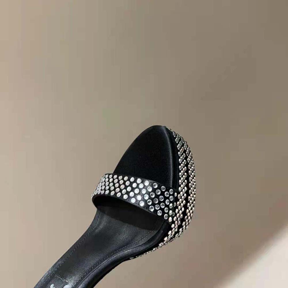 Dolce Gabbana D&G Women Satin Platform Sandals with Fusible Rhinestones - image 7