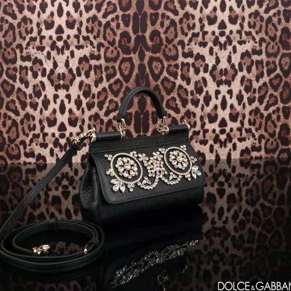 Side profile showing sleek silhouette of Dolce Gabbana D&G Sicily Bag