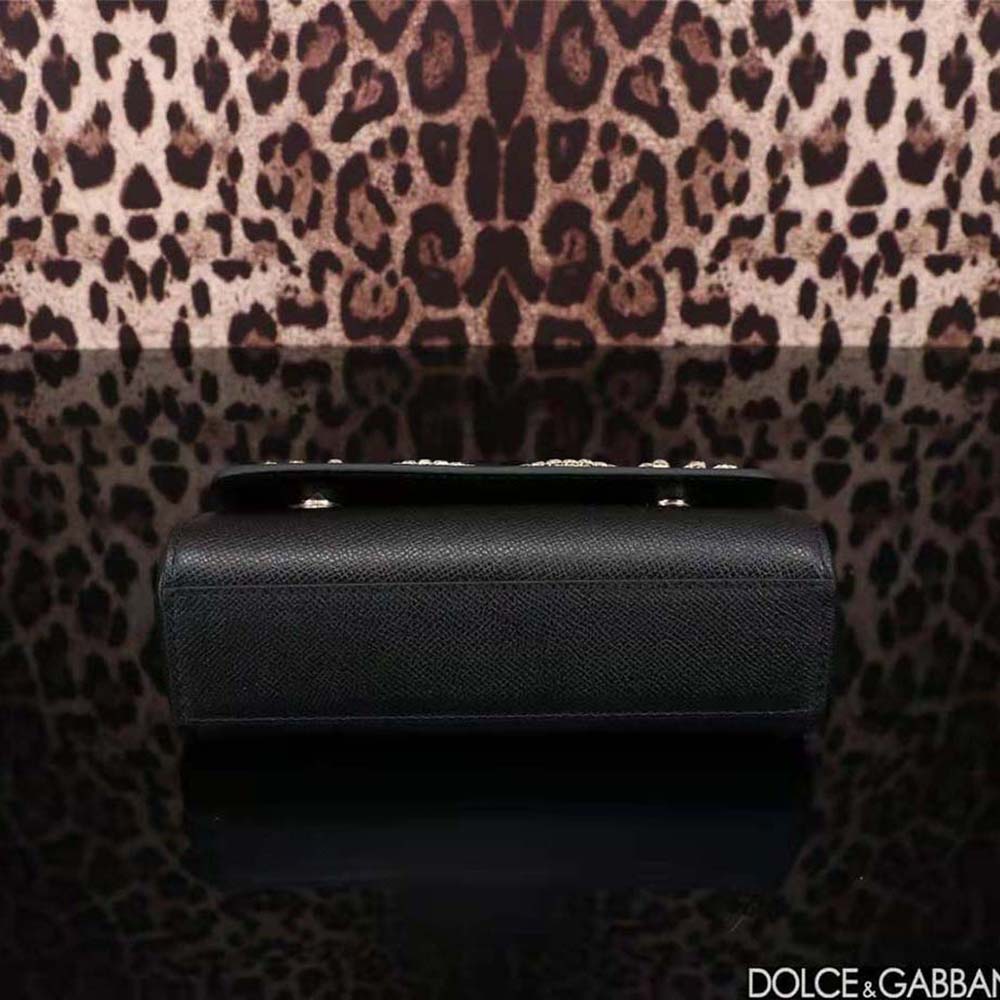 Dolce Gabbana D&G Women Small Calfskin Sicily Bag with Rhinestones - image 5