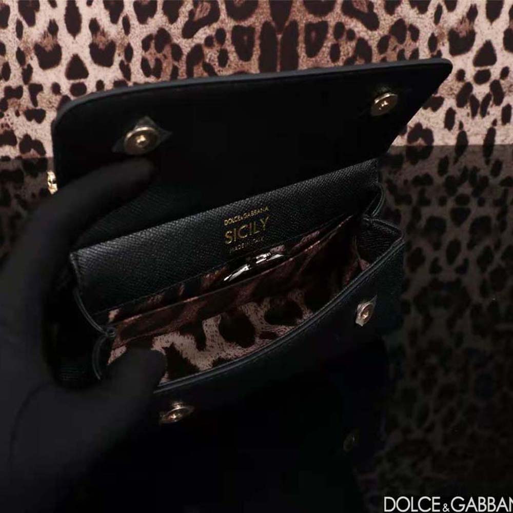 Dolce Gabbana D&G Women Small Calfskin Sicily Bag with Rhinestones - image 6
