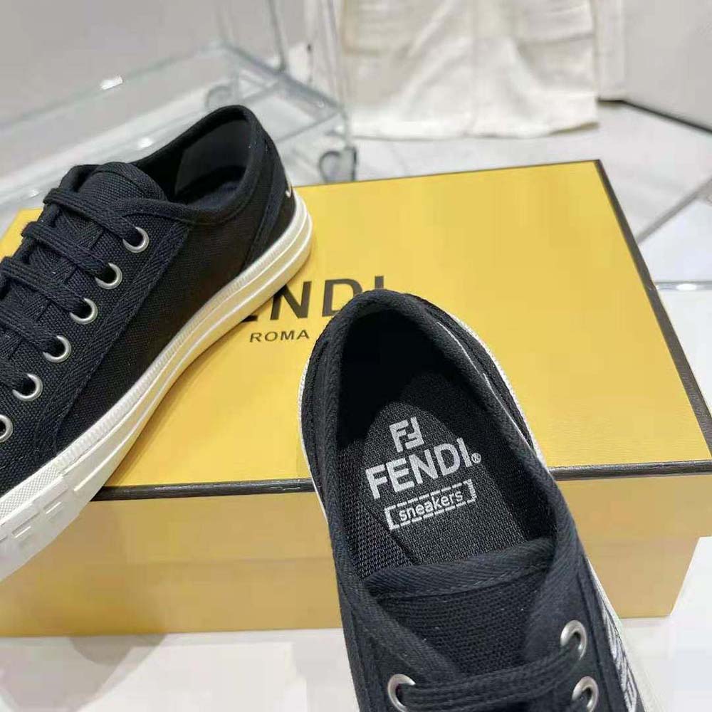 Fendi Men Domino Black Canvas Low Tops - image 10