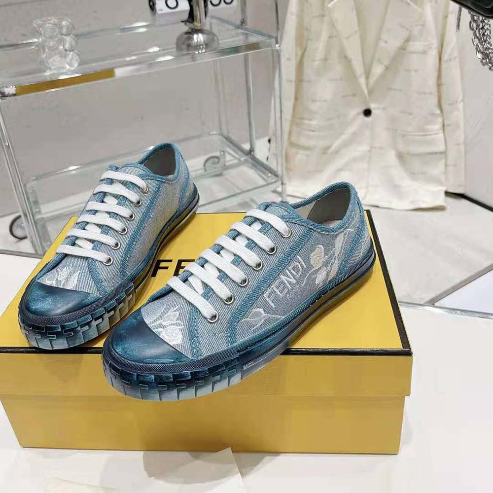 Fendi Men Domino Light Blue Denim Low Tops - image 6