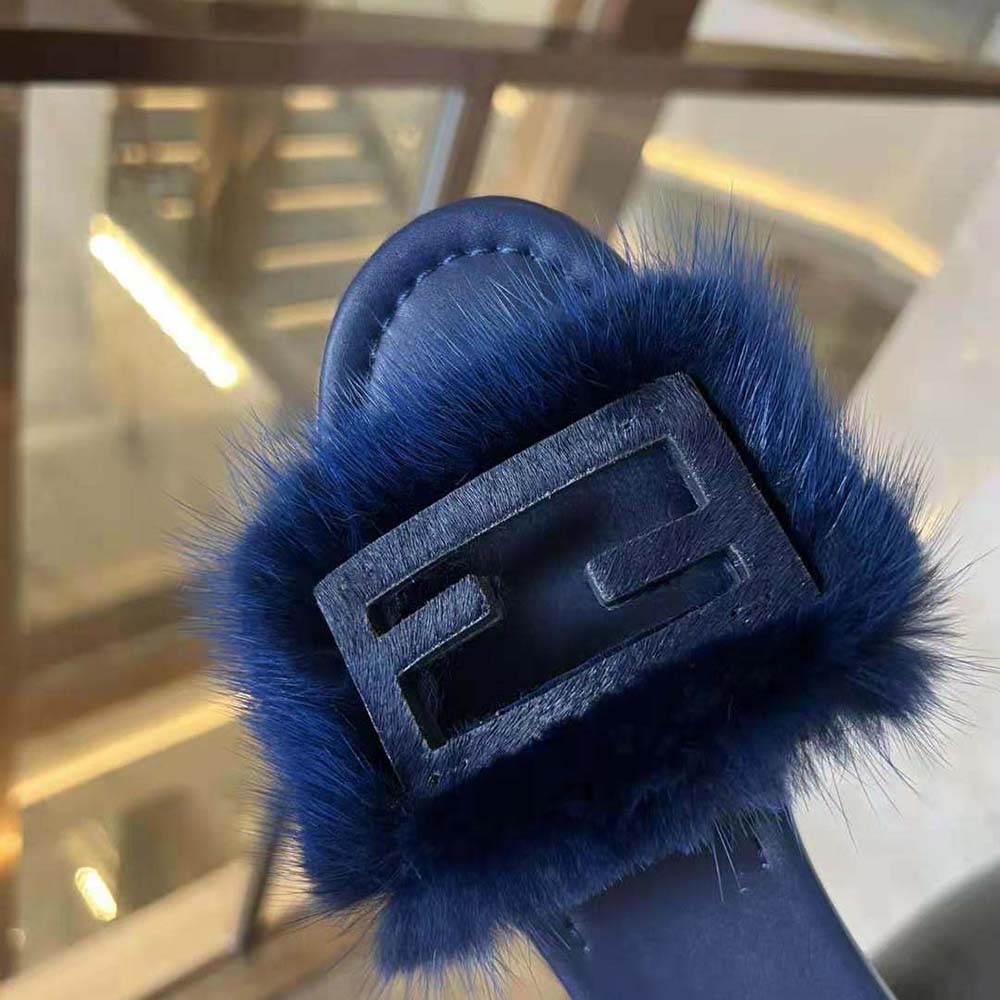 Fendi Women Baguette Blue Mink Slides - image 9