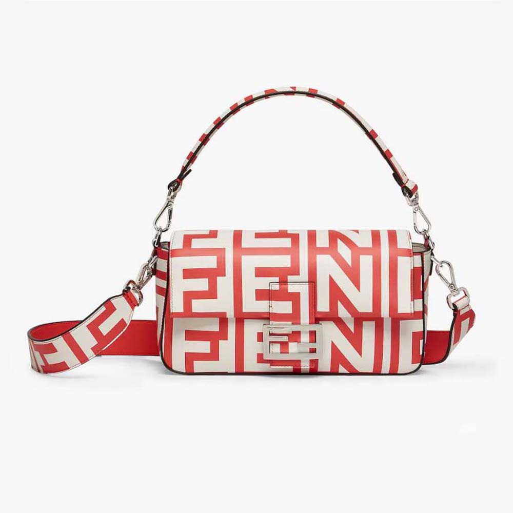 Front view of Fendi Women Baguette Lunar New Year Capsule Two-Tone Leather Bag