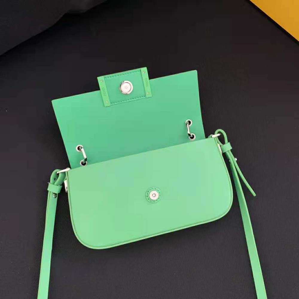 Fendi Women Baguette Phone Pouch Green Patent Leather Pouch - image 5
