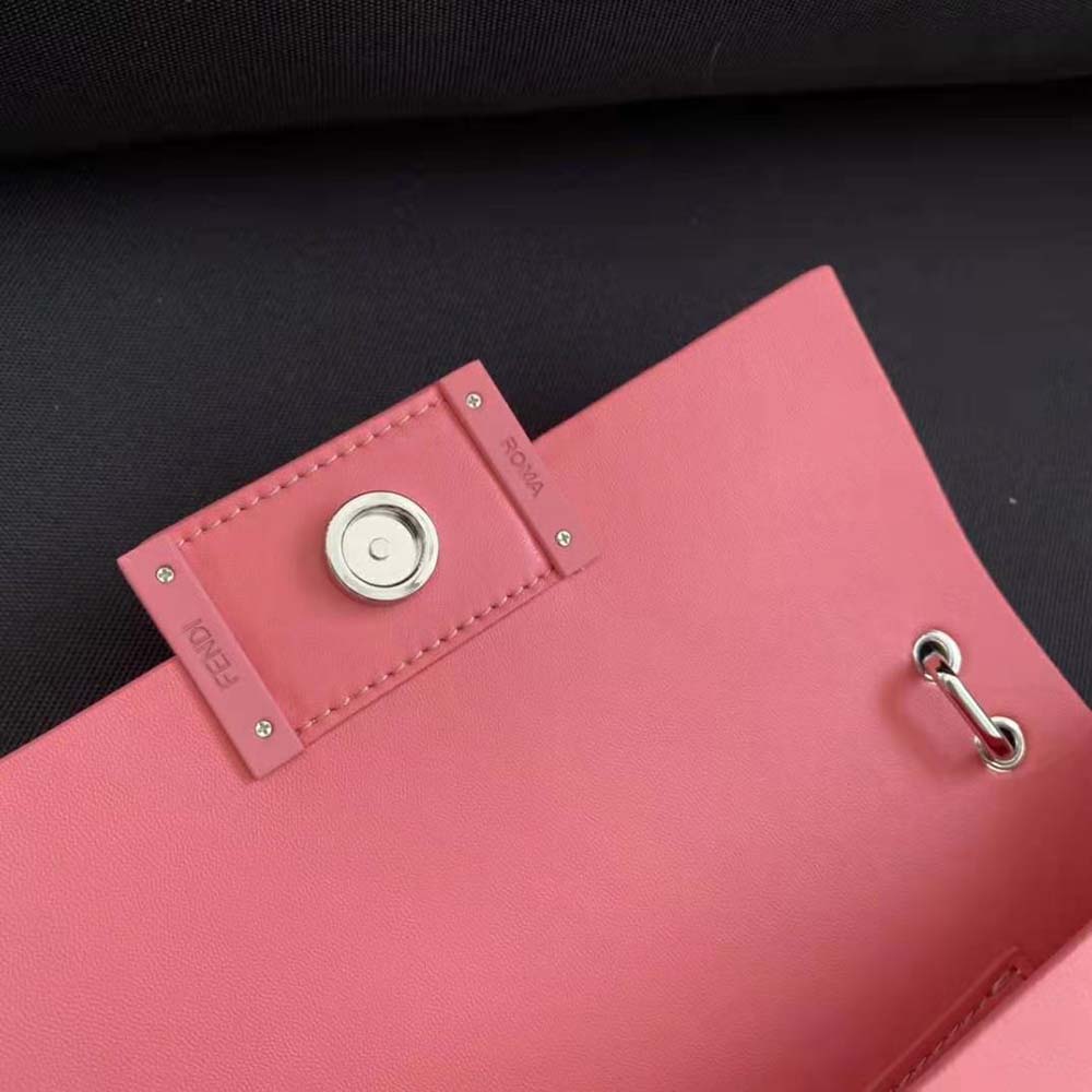 Fendi Women Baguette Phone Pouch Pink Patent Leather Pouch - image 8