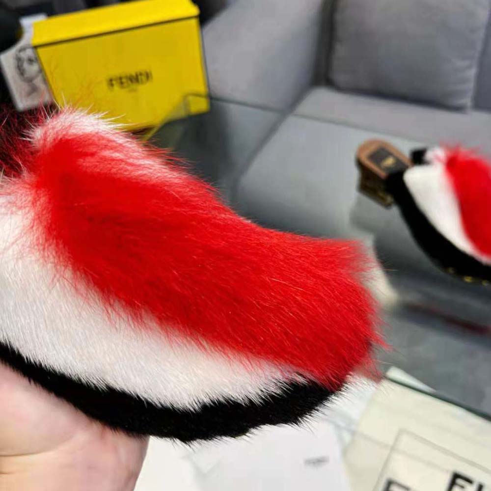 Fendi Women Baguette Show Red Fox Fur Medium-Heel Clogs - image 9