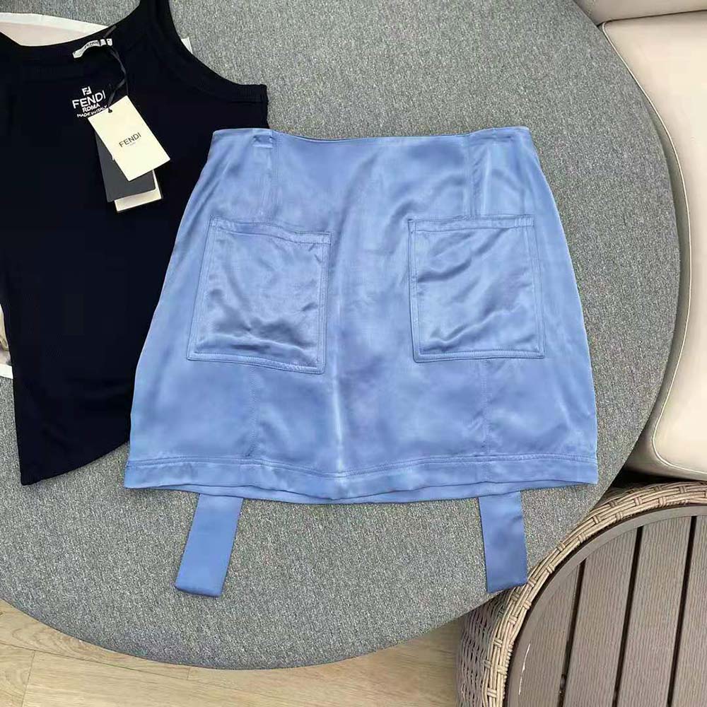 Fendi Women Blue Satin Skirt with Medium-Low Waistline - image 4