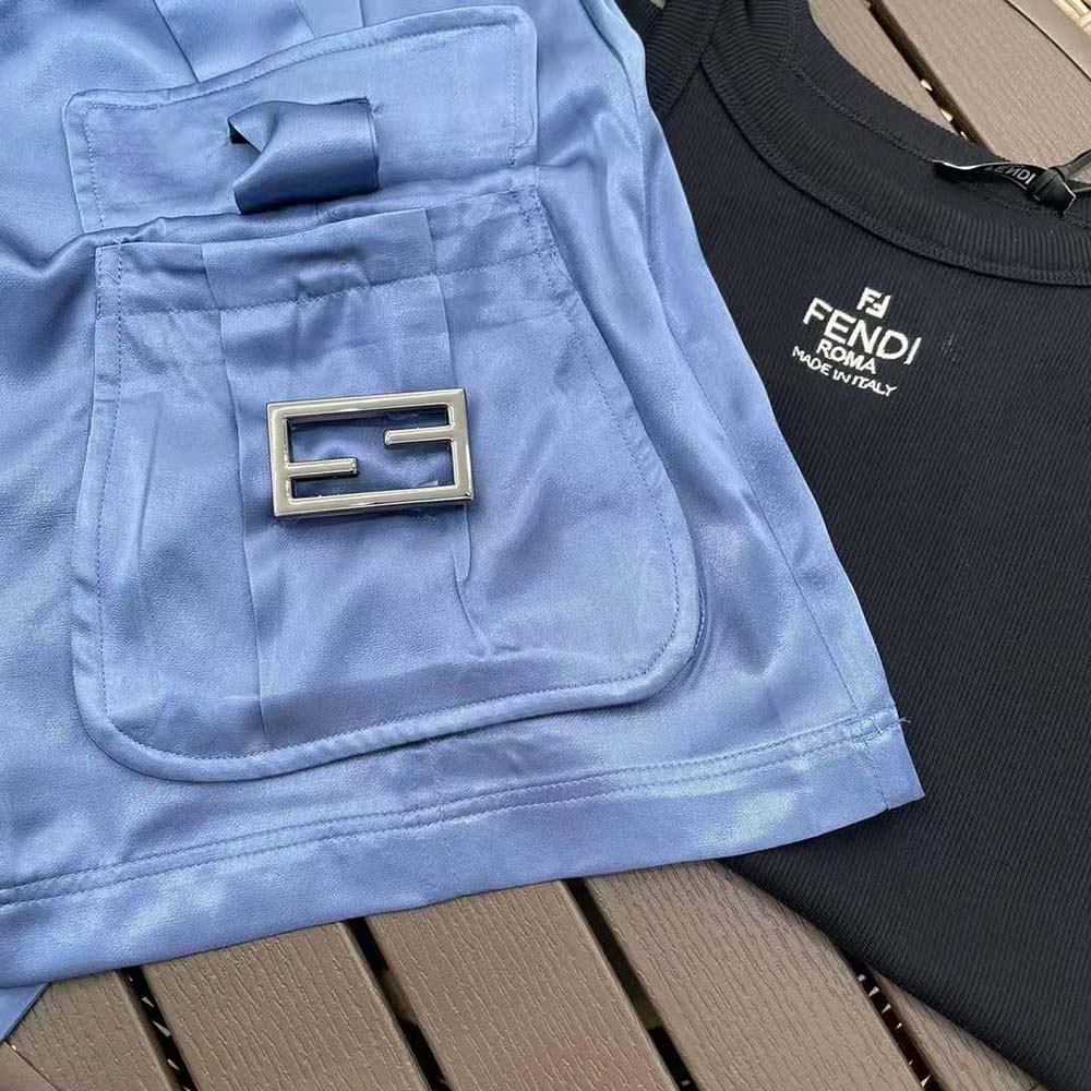 Fendi Women Blue Satin Skirt with Medium-Low Waistline - image 5