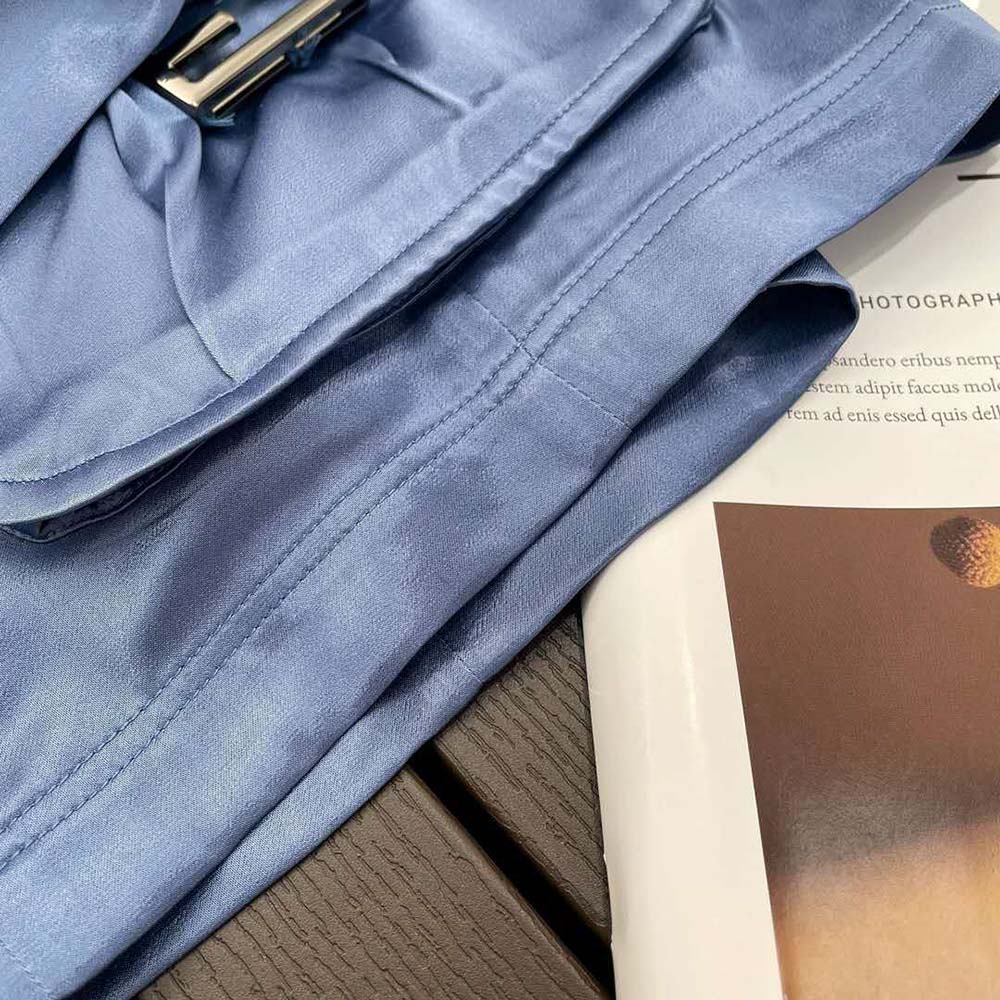 Fendi Women Blue Satin Skirt with Medium-Low Waistline - image 9