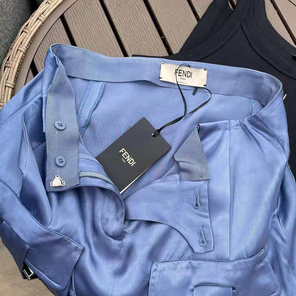 Fendi Women Blue Satin Skirt with Medium-Low Waistline - image 6