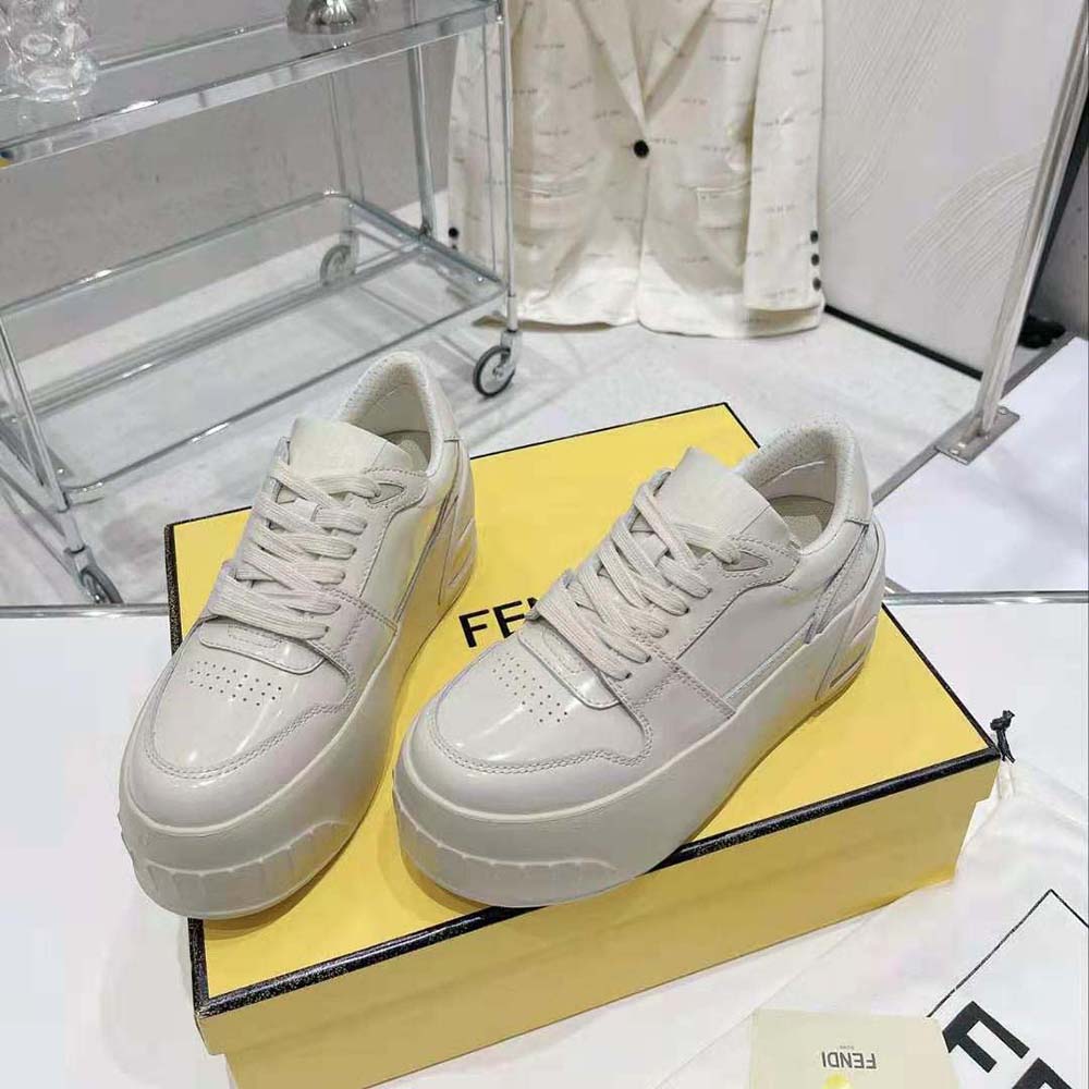 Fendi Women Fashion Show Beige Leather Low-Tops - image 4