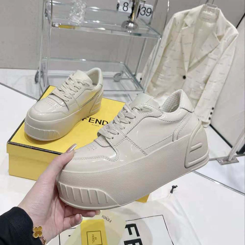 Fendi Women Fashion Show Beige Leather Low-Tops - image 7
