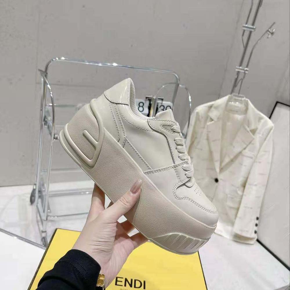 Fendi Women Fashion Show Beige Leather Low-Tops - image 8