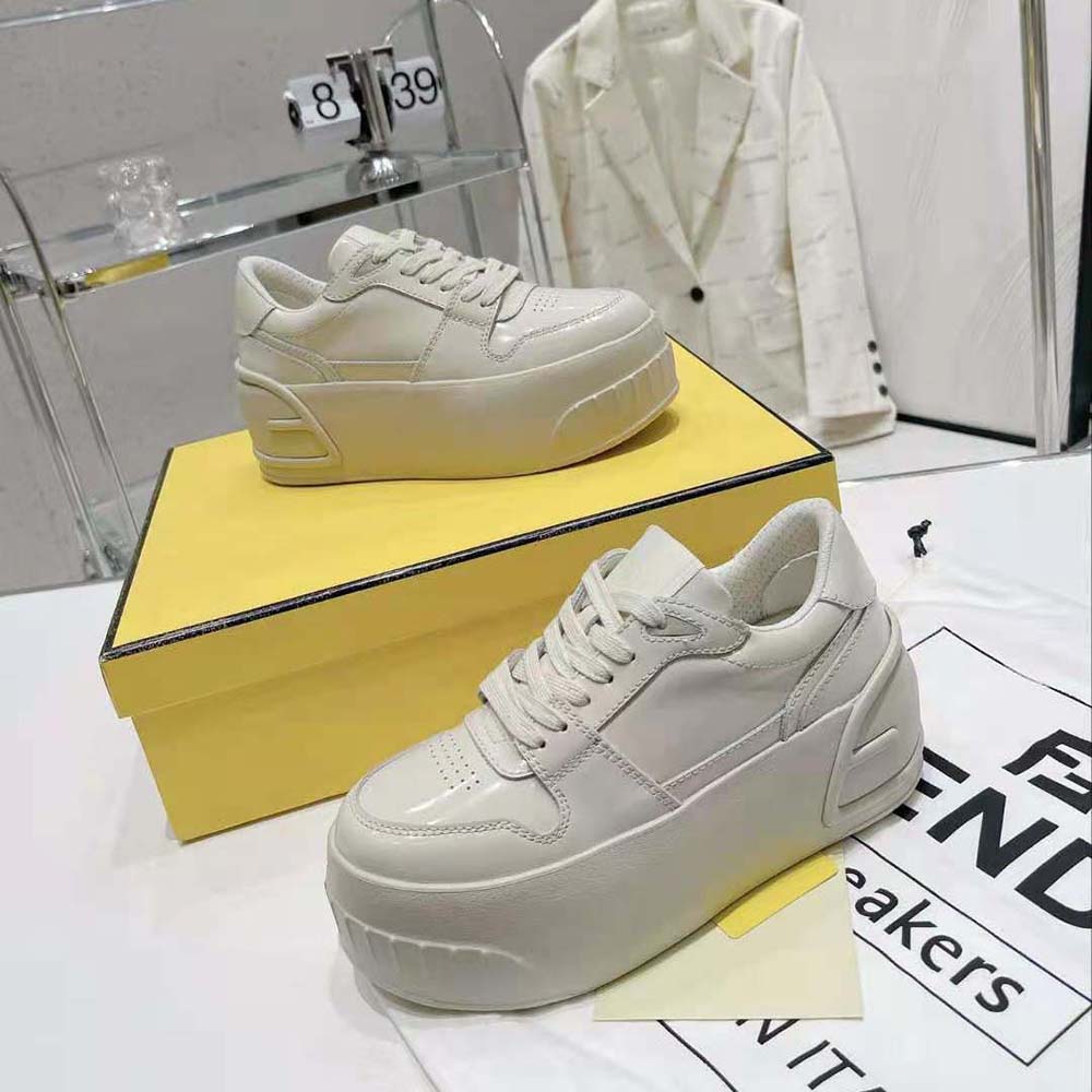 Fendi Women Fashion Show Beige Leather Low-Tops - image 6