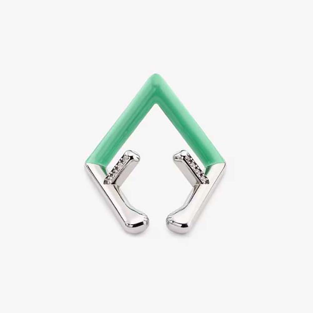 Close-up of Fendi Women Fendi First Earcuff Silver-colour showing logo detail