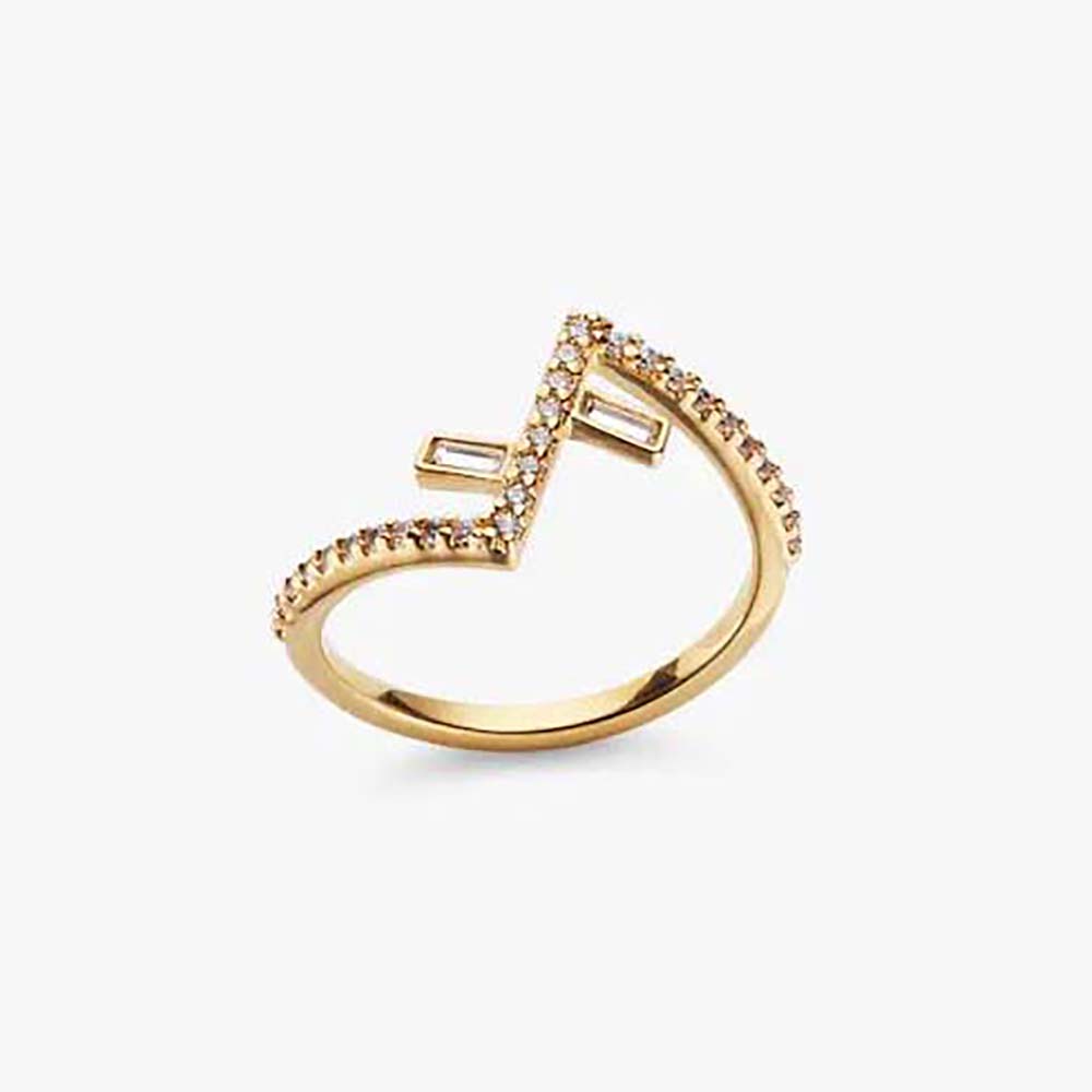 Close-up of Fendi Women Fendi First Ring Gold-coloured front view