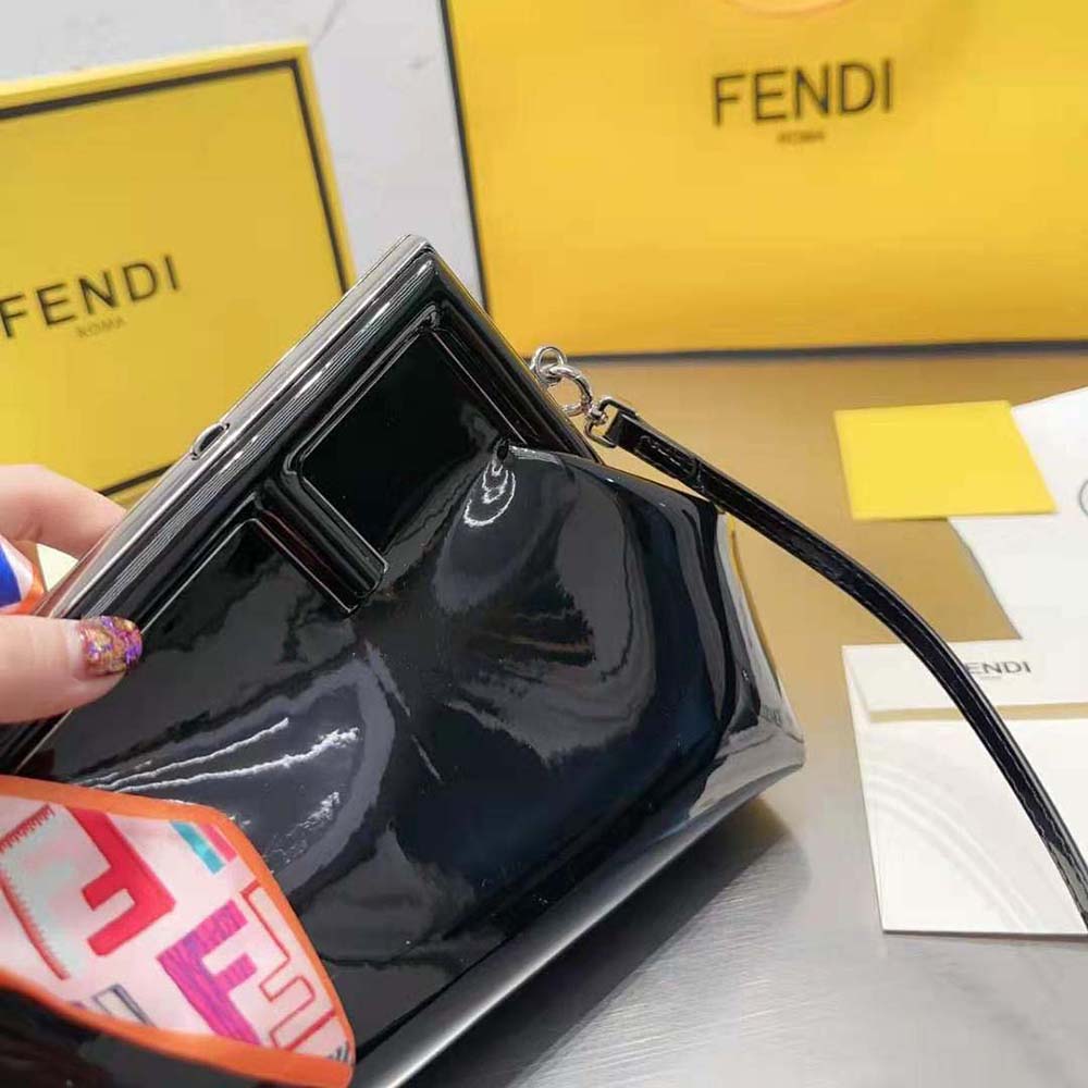 Fendi Women First Midi Black Patent Leather Bag - image 7