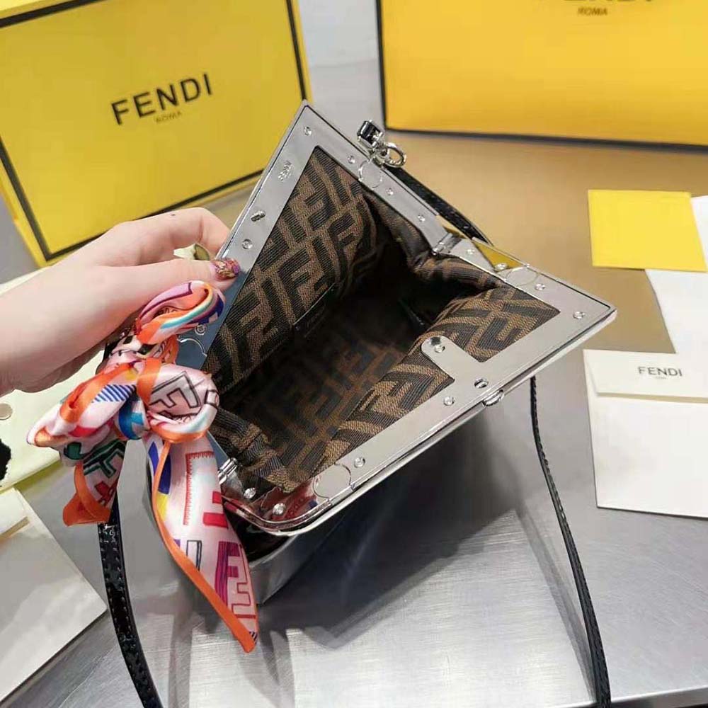 Fendi Women First Midi Black Patent Leather Bag - image 9